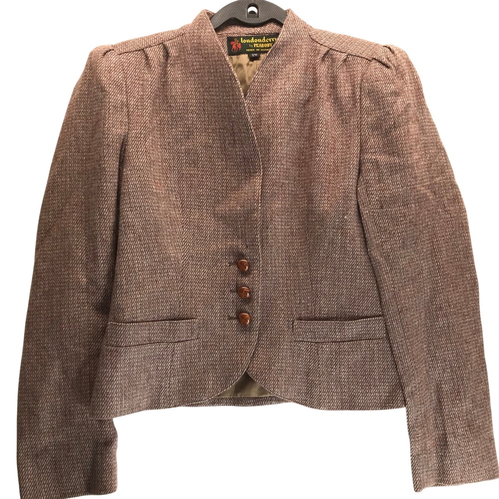 Londonderry by Peabody Vintage Brown Tweed Wool Blend Blazer Jacket Sz 9/10